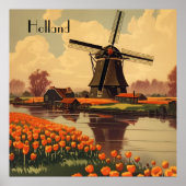 オランダのヴィンテージ旅行ポスター、カスタマイズ可能 ポスター (正面)