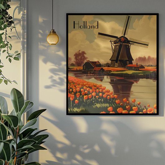 オランダのヴィンテージ旅行ポスター、カスタマイズ可能 ポスター