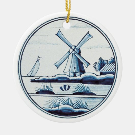 オランダの伝統的で青いタイル セラミックオーナメント (正面)