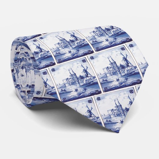 オランダの伝統的で青いタイル ネクタイ (ロール)