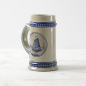 オランダの伝統的で青いタイル ビールジョッキ (正面左)