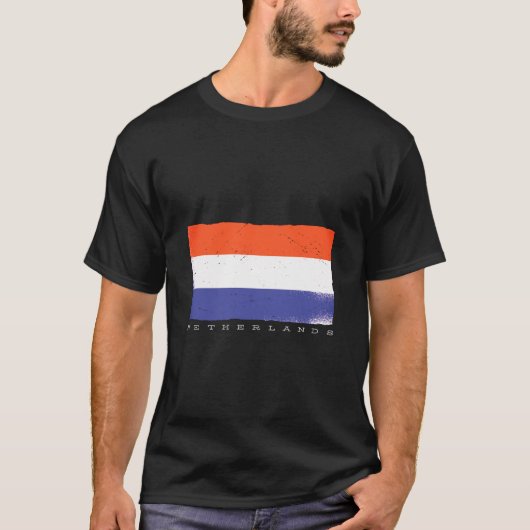 オランダの国旗とオランダのキャプション Tシャツ (正面)