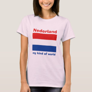 オランダの国旗と地図とテキストのTシャツ Tシャツ
