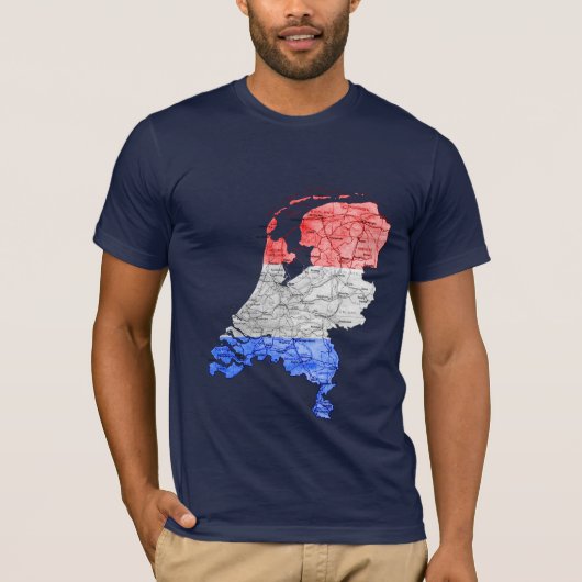 オランダの国旗カラーマップTシャツ Tシャツ (正面)
