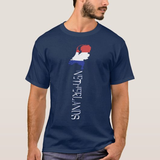 オランダの地図と旗 Tシャツ (正面)