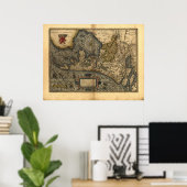 オランダの地図1570 - Abraham Ortelius ポスター (ホームオフィス)