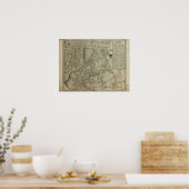 オランダの地図1583 - Leo Belgicus ポスター (キッチン)