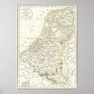 オランダの地図1832年 – デラマーシェ ポスター