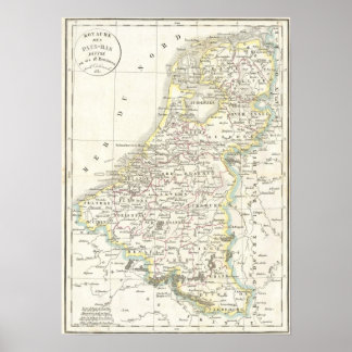 オランダの地図1832年 – デラマーシェ ポスター