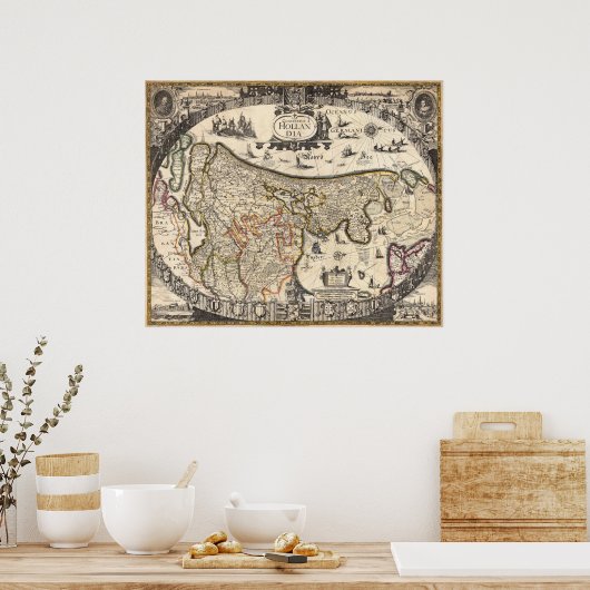 オランダの地図 ポスター (キッチン)