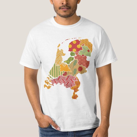 オランダの地域の地図のボヘミアのパッチワークのスタイル Tシャツ (正面)