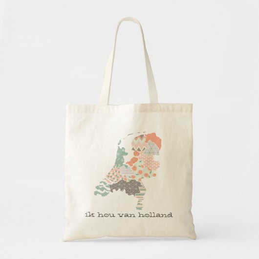 オランダの地域の地図の幾何学的なパッチワークのスタイル トートバッグ (正面)