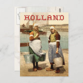 オランダの女の伝統的子の衣装と下駄 ポストカード (正面/裏面)