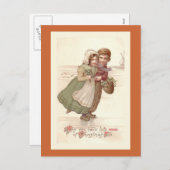 「オランダの子どもスケートで滑る」クリスマスポストカード シーズンポストカード (正面/裏面)