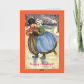 オランダの子供のスケートで滑るヴィンテージの1914年のイメージ シーズンカード (正面)