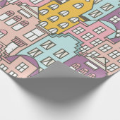 オランダの家は、手描きの継ぎ目のない模様を描きます ラッピングペーパー (角)