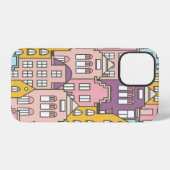 オランダの家 ハンドドローンパターン iPhoneケース (裏面横)