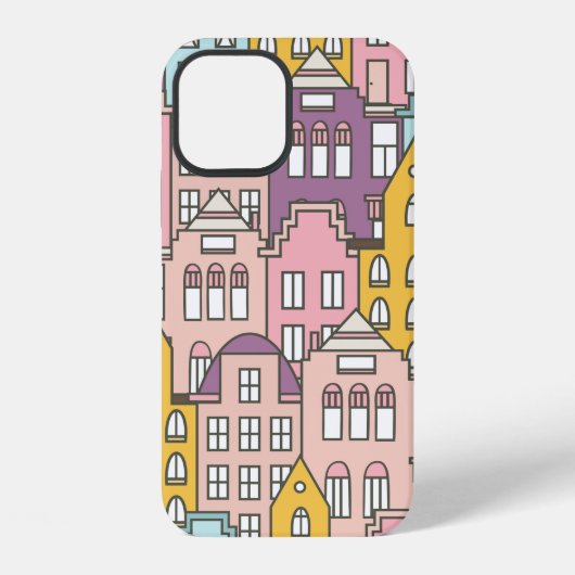 オランダの家 ハンドドローンパターン iPhoneケース (裏面)