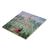 オランダの庭1650年(w/c紙で) タイル (側面)