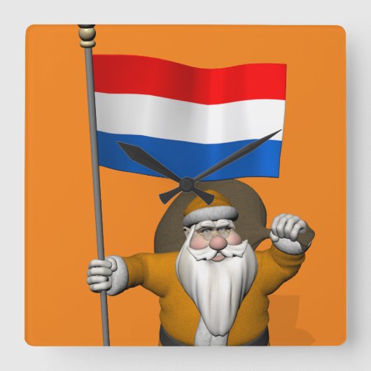 オランダの徴候を持つシンタクラース スクエア壁時計 (正面)