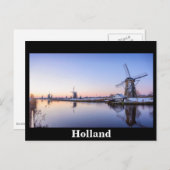 オランダの日の出の冬の風車 ポストカード (正面/裏面)