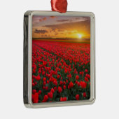 オランダの日没のチューリップ分野 メタルオーナメント (右)