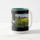 オランダの春のチューリップの景色3Dの眺めのアナグリフ ツートーンマグカップ (正面右)