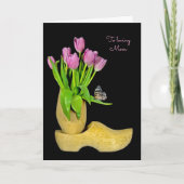 オランダの木製の靴とかすみ草の母の日 カード (正面)