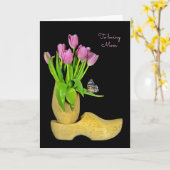 オランダの木製の靴とかすみ草 母の日 カード (黄色い花)