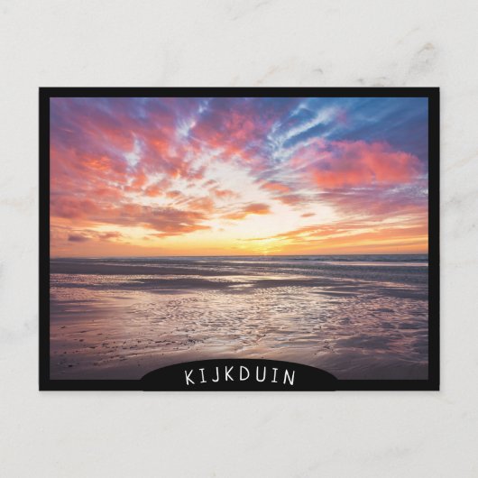 オランダの海辺に沈む夕日 ポストカード (正面)
