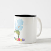 オランダの漫画の地図 ツートーンマグカップ (正面右)