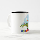 オランダの漫画の地図 ツートーンマグカップ (正面左)