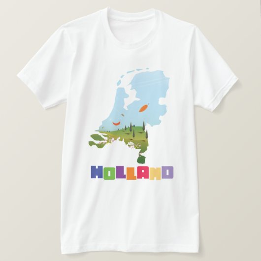 オランダの漫画の地図 Tシャツ (デザイン正面)