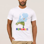 オランダの漫画の地図 Tシャツ (正面)
