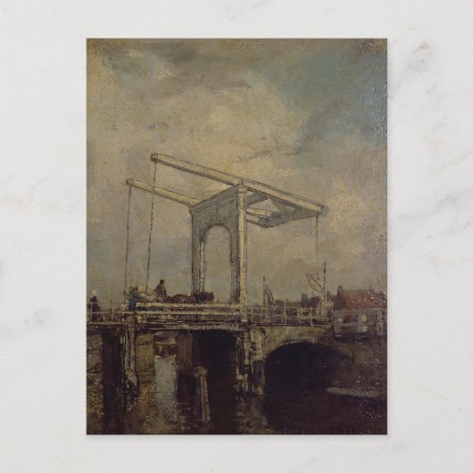 オランダの町にある開閉橋、1875年 ポストカード (正面)