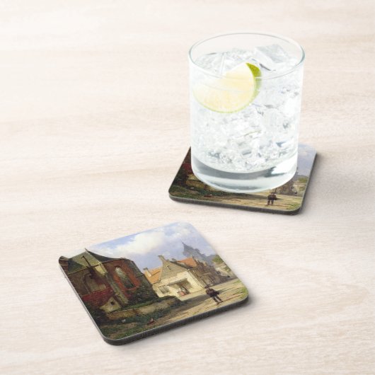 オランダの町(oの赤レンガの教会の前に計算して下さい コースター (右側)