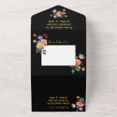 オランダの花をモチーフにしたダーク&ムーディな結婚式のイニシャル オールインワン招待状 (外側)