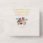 オランダの花をモチーフにした軽やかで爽やかな結婚式のイニシャル オールインワン招待状 (裏面)