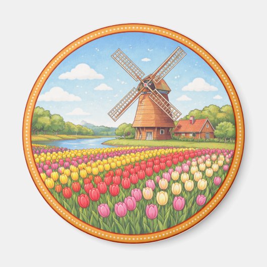 オランダの花畑 マグネット (正面)