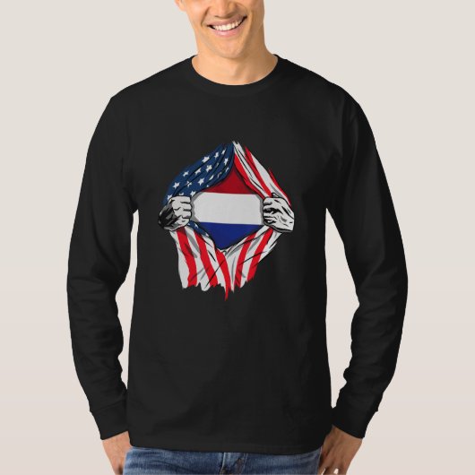 オランダの血の私のオランダフラグ Tシャツ (正面)