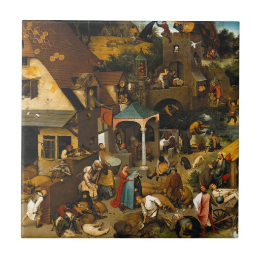 オランダの諺Pieter Bruegel the Elder タイル (正面)