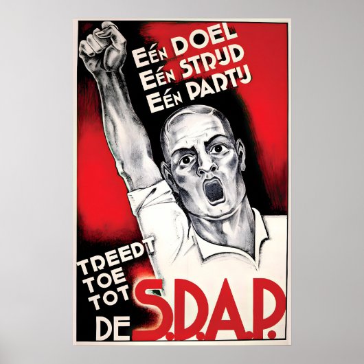 オランダの選挙ポスター SDAP 1つの目標、闘争と ポスター (正面)