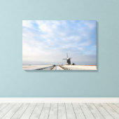 オランダの雪と風車のある冬の風景 キャンバスプリント (インサイチュ (ウッドフロア))