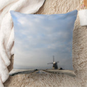 オランダの雪と風車のある冬の風景 クッション (ブランケット)