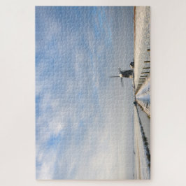 オランダの雪と風車のある冬の風景 ジグソーパズル