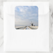 オランダの雪と風車のある冬の風景 スクエアシール (バッグ)