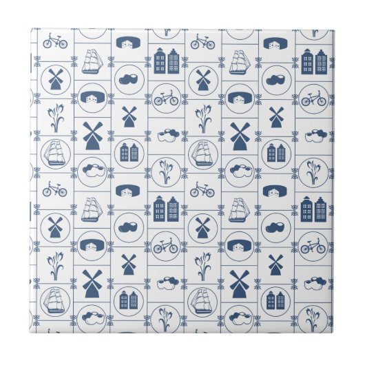 オランダの青いタイル タイル (正面)