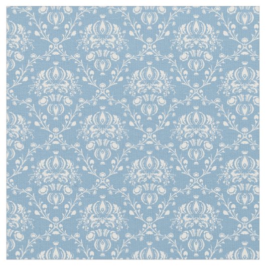 オランダの青いダマスク織 ファブリック (クローズアップ)