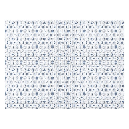 オランダの青い伝統のデザイン テーブルクロス (正面(横))