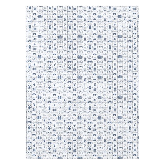 オランダの青い伝統のデザイン テーブルクロス (正面)